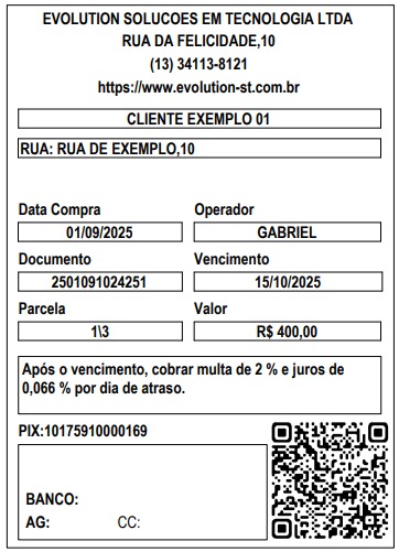 CARNÊ DE CREDIÁRIO NA BOBINA